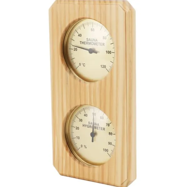 Sauna^Træ Sauna Hygrothermograph Guldplade 0 til 120 Celsius 0 til 100 Luftfugtighed Sauna Termometer til indendørs familie