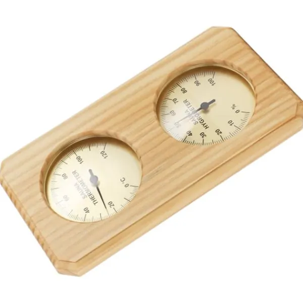 Sauna^Træ Sauna Hygrothermograph Guldplade 0 til 120 Celsius 0 til 100 Luftfugtighed Sauna Termometer til indendørs familie