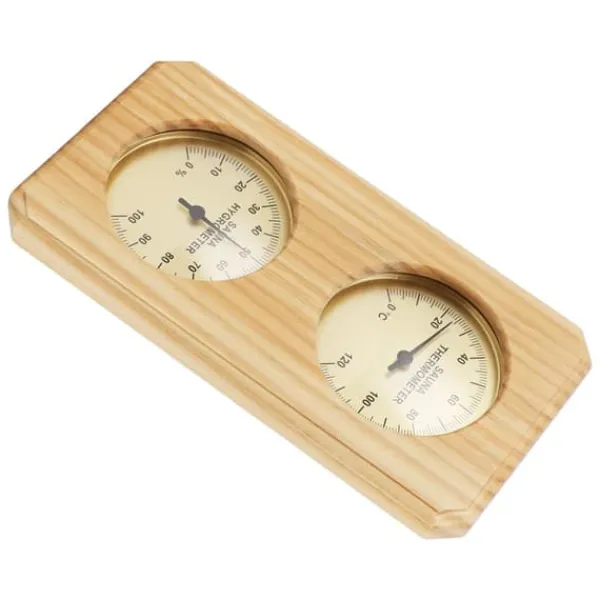 Sauna^Træ Sauna Hygrothermograph Guldplade 0 til 120 Celsius 0 til 100 Luftfugtighed Sauna Termometer til indendørs familie