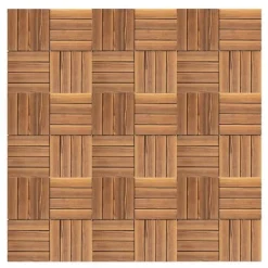 New Træ terrassefliser - Kliksystem 30x30 cm, 36 stk - 22 mm Tykkelse - Skridsikre - Vandtætte - Inde/Ude - Kamferfyr - Brun Havedekorationer