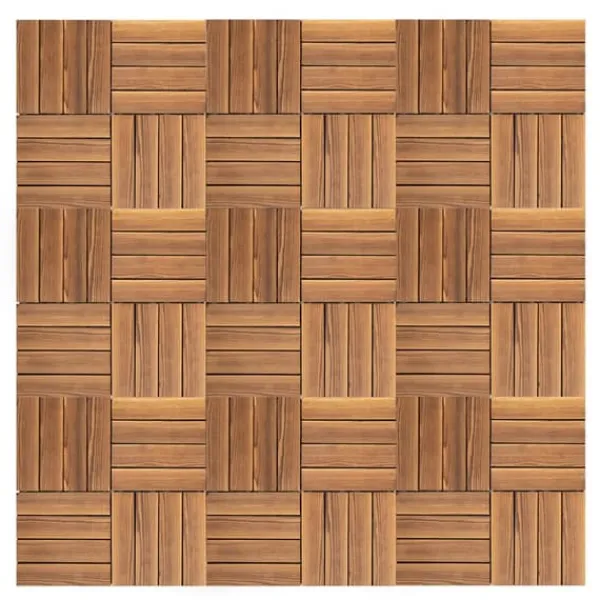 New Træ terrassefliser - Kliksystem 30x30 cm, 36 stk - 22 mm Tykkelse - Skridsikre - Vandtætte - Inde/Ude - Kamferfyr - Brun Havedekorationer