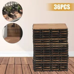 New Træ terrassefliser - Kliksystem 30x30 cm, 36 stk - 22 mm Tykkelse - Skridsikre - Vandtætte - Inde/Ude - Kamferfyr - Brun Havedekorationer