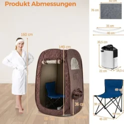Best Transportabel dampsauna, 89x89x149 cm, Brun Sauna