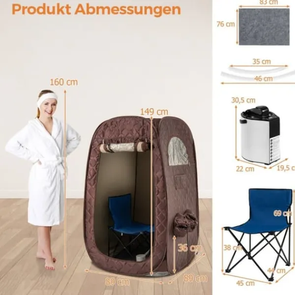 Best Transportabel dampsauna, 89x89x149 cm, Brun Sauna