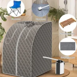 Sauna^Transportabel Dampsauna, 78x87x101 cm, Grå