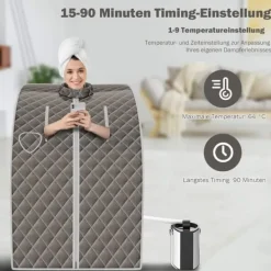 Sauna^Transportabel Dampsauna, 78x87x101 cm, Grå