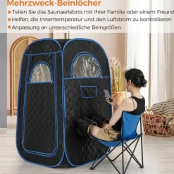 Sauna^Transportabel dampsauna, 89x89x149 cm, Sort