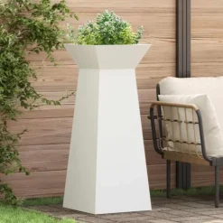 Trapezoidal Plantekasse i Stål - Moderne Design | Farve: Hvid | Størrelse: 40x40x100 cm Plantestativer