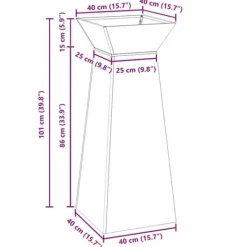 Trapezoidal Plantekasse i Stål - Moderne Design | Farve: Hvid | Størrelse: 40x40x100 cm Plantestativer