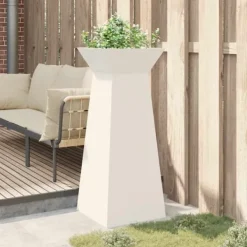 Trapezoidal Plantekasse i Stål - Moderne Design | Farve: Hvid | Størrelse: 40x40x100 cm Plantestativer