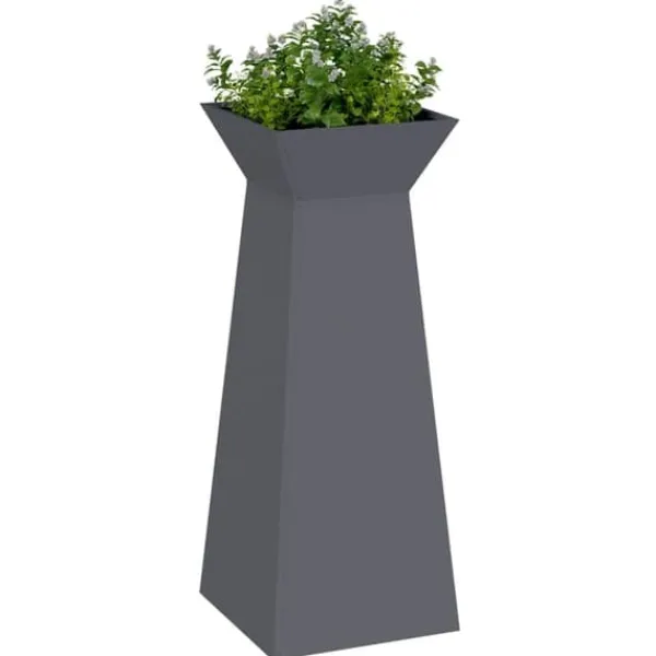 Trapezoidal Søjle Plantekasse i Stål | Farve: Antracit | Størrelse: 40 x 40 x 100 cm Plantestativer
