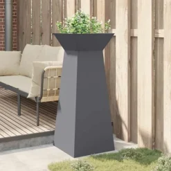 Trapezoidal Søjle Plantekasse i Stål | Farve: Antracit | Størrelse: 40 x 40 x 100 cm Plantestativer