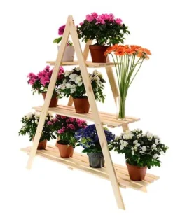 Plantestativer^Træblomsterkrukke 107x101x26 cm - RP/ 3-niveau/ Naturlig