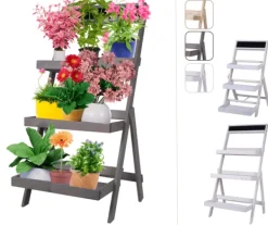 Best Træblomsterreol /100x52x52 cm/ Finish Grå Plantestativer