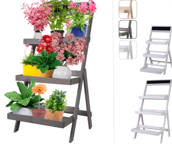 Best Træblomsterreol /100x52x52 cm/ Finish Grå Plantestativer