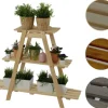 Clearance Træblomsterstativ 79x101x26 cm - RP/ 3-niveau/ Naturlig Plantestativer