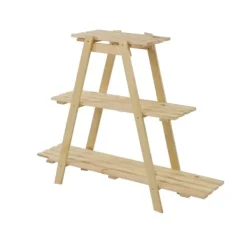 Clearance Træblomsterstativ 79x101x26 cm - RP/ 3-niveau/ Naturlig Plantestativer