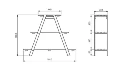 Clearance Træblomsterstativ 79x101x26 cm - RP/ 3-niveau/ Naturlig Plantestativer