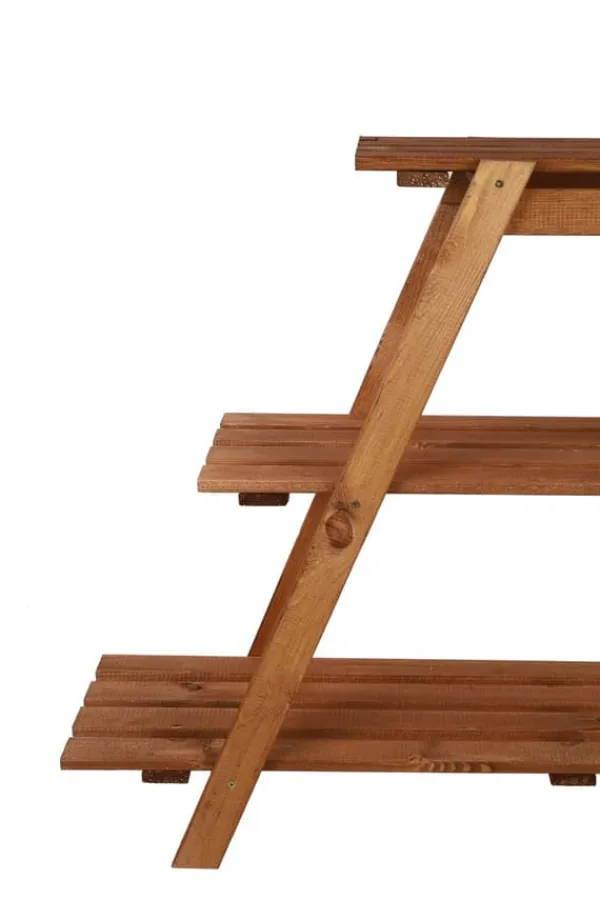 Outlet Træblomsterstativ 79x101x26 cm - RP/ 3-niveau/ Brun Plantestativer