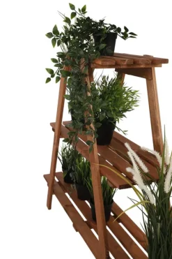 Outlet Træblomsterstativ 79x101x26 cm - RP/ 3-niveau/ Brun Plantestativer