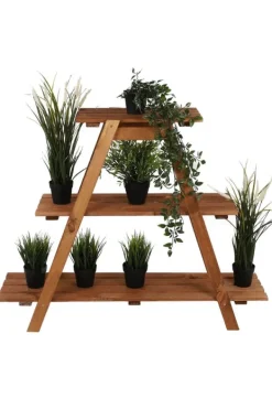 Outlet Træblomsterstativ 79x101x26 cm - RP/ 3-niveau/ Brun Plantestativer