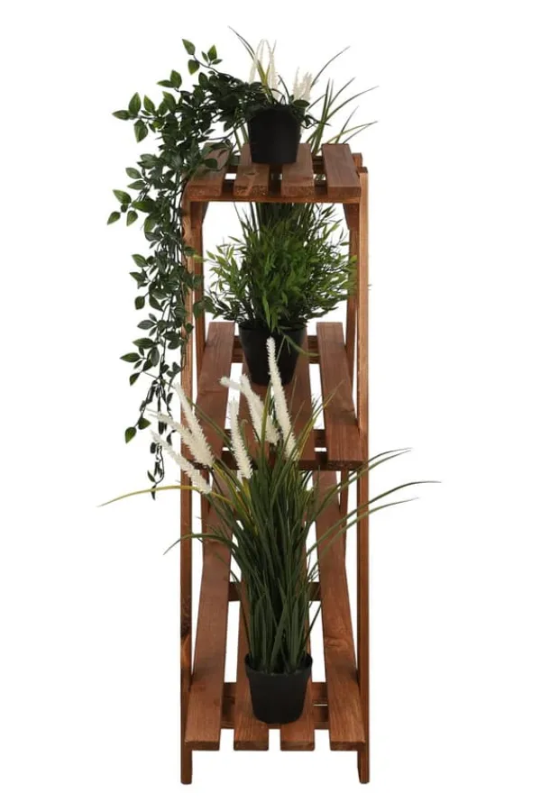 Outlet Træblomsterstativ 79x101x26 cm - RP/ 3-niveau/ Brun Plantestativer