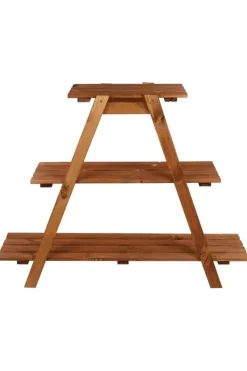 Outlet Træblomsterstativ 79x101x26 cm - RP/ 3-niveau/ Brun Plantestativer