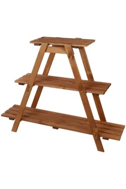 Outlet Træblomsterstativ 79x101x26 cm - RP/ 3-niveau/ Brun Plantestativer