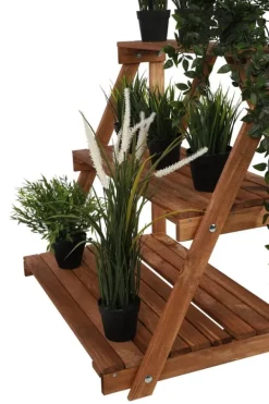 Discount Træblomsterstativ 90x85x67 cm - RP/ 3-niveau/ Brun Plantestativer