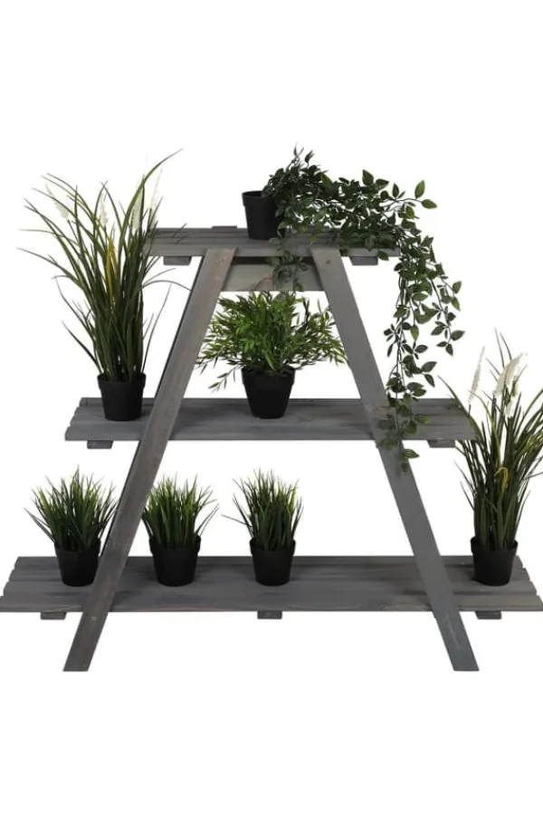 Plantestativer^Træblomsterstativ 79x101x26 cm - RP/ 3-niveau/ Grå