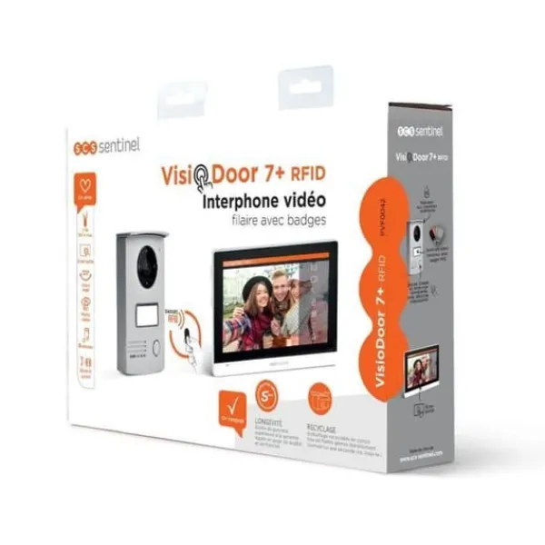 Sikkerhedsmonitorer & Videokameraer^Trådbundet videointercom med märken Pekskärm 7 - VisioDoor 7+ RFID