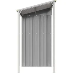 Clearance Trädgårdsbod i galvaniserat stål med förlängt tak | Färg: Ljusgrå | Storlek: 277x107x181 cm Skure, Garager & Carports