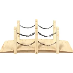 Outlet Trädgårdsbro med kedjeräcken i massivt granträ | Storlek: 150x67x56 cm | Färg: Naturlig träton Havebroer
