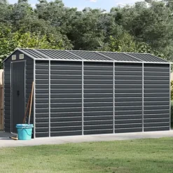 Sale Trädgårdsskjul i galvaniserat stål | Antracit | Storlek: 191x385x198 cm Skure, Garager & Carports
