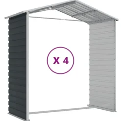Sale Trädgårdsskjul i galvaniserat stål | Antracit | Storlek: 191x385x198 cm Skure, Garager & Carports