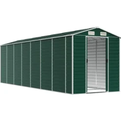 Skure, Garager & Carports^Trädgårdsskjul i galvaniserat stål - Utomhusförvaring | Färg: Grön | Storlek: 191x640x198 cm
