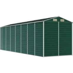 Skure, Garager & Carports^Trädgårdsskjul i galvaniserat stål - Utomhusförvaring | Färg: Grön | Storlek: 191x640x198 cm