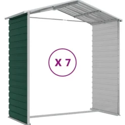 Skure, Garager & Carports^Trädgårdsskjul i galvaniserat stål - Utomhusförvaring | Färg: Grön | Storlek: 191x640x198 cm