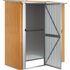 Skure, Garager & Carports^Trädgårdsskjul i galvaniserat stål med trälook | Storlek: 180,5x97x209,5 cm