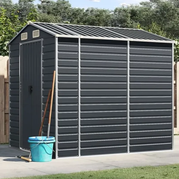 Skure, Garager & Carports^Trädgårdsskjul i galvaniserat stål - Förvaringslösning för verktyg | Färg: Antracit | Storlek: 191x215x198 cm