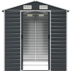 Skure, Garager & Carports^Trädgårdsskjul i galvaniserat stål - Förvaringslösning för verktyg | Färg: Antracit | Storlek: 191x215x198 cm
