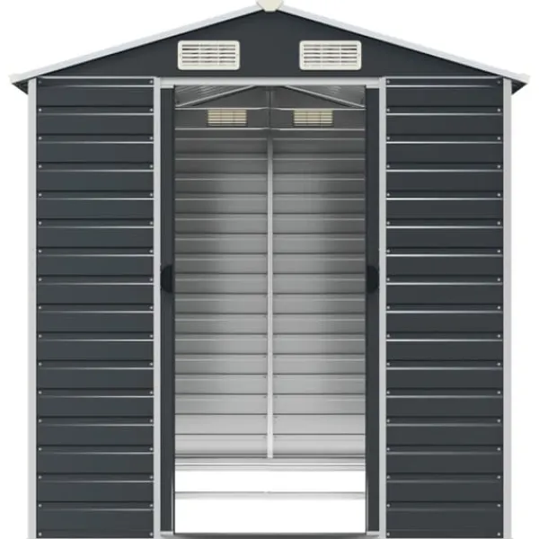Skure, Garager & Carports^Trädgårdsskjul i galvaniserat stål - Förvaringslösning för verktyg | Färg: Antracit | Storlek: 191x215x198 cm