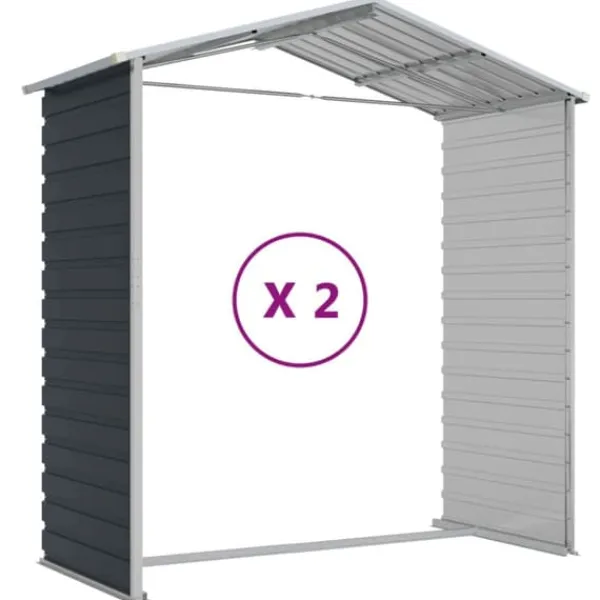 Skure, Garager & Carports^Trädgårdsskjul i galvaniserat stål - Förvaringslösning för verktyg | Färg: Antracit | Storlek: 191x215x198 cm