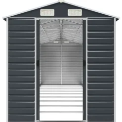 Skure, Garager & Carports^Trädgårdsskjul i galvaniserat stål - Praktisk förvaring för verktyg | Färg: Antracit | Storlek: 191x810x198 cm