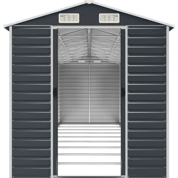Skure, Garager & Carports^Trädgårdsskjul i galvaniserat stål - Praktisk förvaring för verktyg | Färg: Antracit | Storlek: 191x810x198 cm