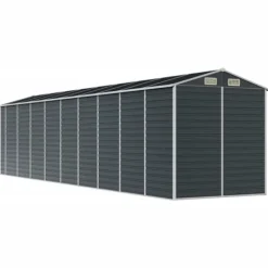 Skure, Garager & Carports^Trädgårdsskjul i galvaniserat stål - Praktisk förvaring för verktyg | Färg: Antracit | Storlek: 191x810x198 cm