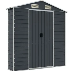Skure, Garager & Carports^Trädgårdsskjul i galvaniserat stål - Praktisk förvaring för verktyg | Färg: Antracit | Storlek: 191x810x198 cm
