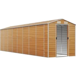 Hot Trädgårdsskjul i galvaniserat stål - Robust utomhusförvaring | Färg: Ljusbrun | Storlek: 191x725x198 cm Skure, Garager & Carports