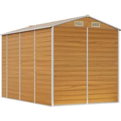 Skure, Garager & Carports^Trädgårdsskjul i galvaniserat stål - Praktisk utomhusförvaring | Färg: Ljusbrun | Storlek: 191x300x198 cm