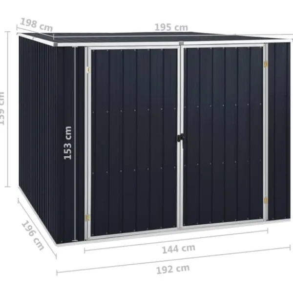 Skure, Garager & Carports^Trädgårdsskjul i galvaniserat stål - Förvaring av verktyg och redskap | Färg: Antracit | Storlek: 195x198x159 cm